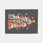 Cute Shih Tzu Le Dog Christmas Tree Xmas Hat Long Fleece Deken (Voorkant (Horizontaal))