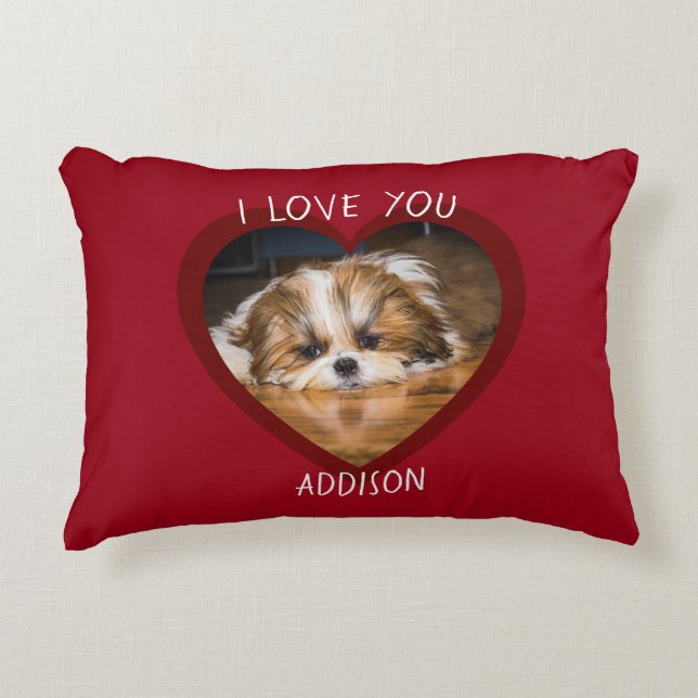 Cute shih tzu love Valentijn hartfoto Accent Kussen (Voorkant)