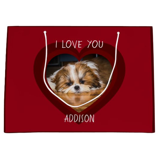 Cute shih tzu love Valentijn hartfoto Groot Cadeauzakje (Voorkant)