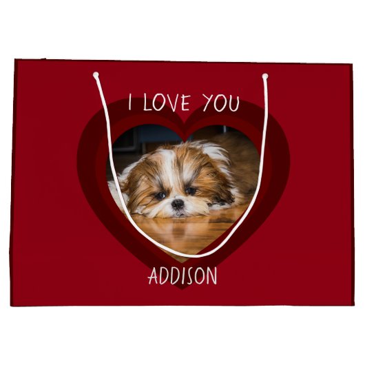 Cute shih tzu love Valentijn hartfoto Groot Cadeauzakje (Achterkant)