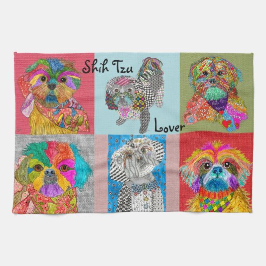 Cute Shih Tzu Lover Assortiment Serviette de cuisi (Horizontal)