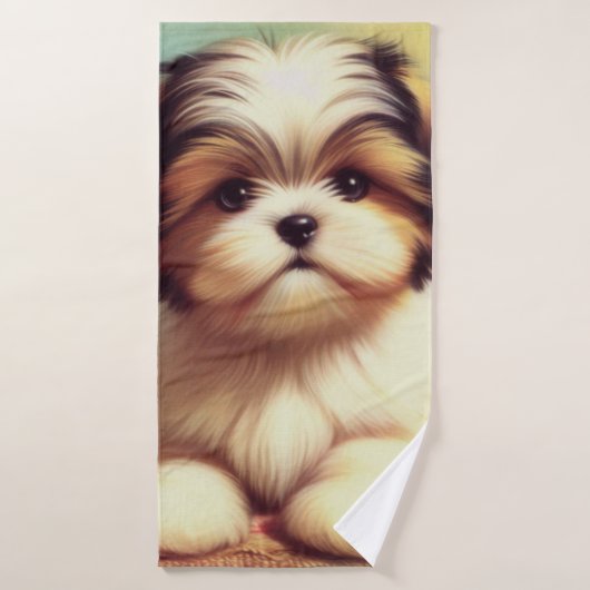 Cute Shih-Tzu Peinture de chiot (Serviette de bain)