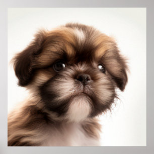 Cute Shih Tzu Puppy Dog Portrait Poster