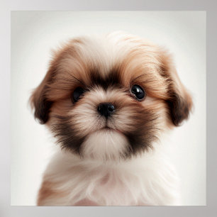 Cute Shih Tzu Puppy Dog Portrait Poster (2)