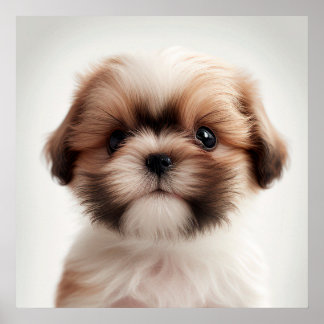 Cute Shih Tzu Puppy Hond Portrait Poster (2)