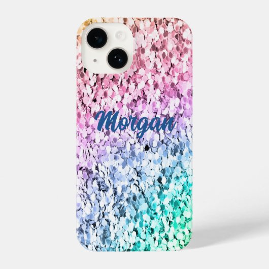 Cute Shimmering Bold Rainbow Glitter Personalized iPhone Hoesje (Achterkant)