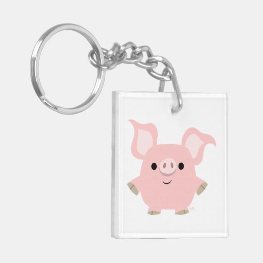 Cute Shorty Cartoon Pig AcrylSleutelhanger Sleutelhanger (Voorkant Links)