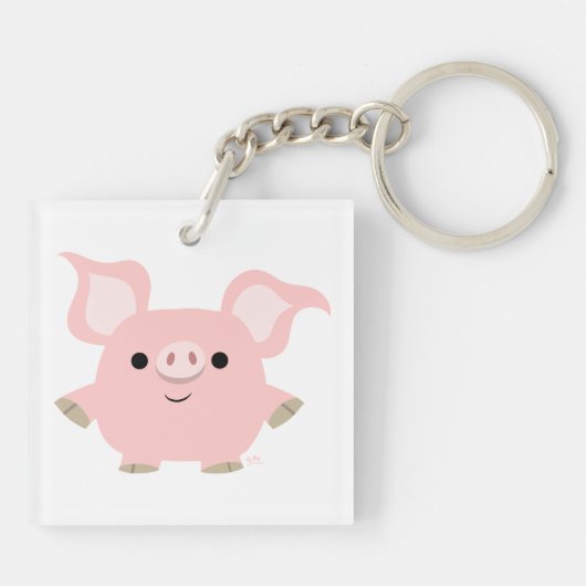 Cute Shorty Cartoon Pig AcrylSleutelhanger Sleutelhanger (Achterkant)