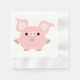 Cute Shorty Cartoon Pig Paper Napkins Servetten