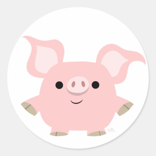 Cute Shorty Cartoon Pig Sticker (Voorkant)