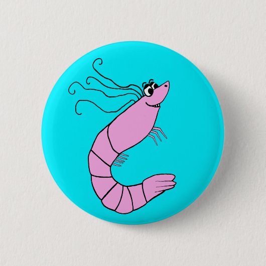 Cute Shrimp Ronde Button 5,7 Cm (Voorkant)
