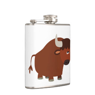 Cute Shy Cartoon Bull Hip Flask Heupfles
