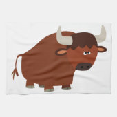 Cute Shy Cartoon Bull Kitchen Towel Theedoek (Horizontaal)