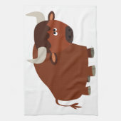 Cute Shy Cartoon Bull Kitchen Towel Theedoek (Verticaal)