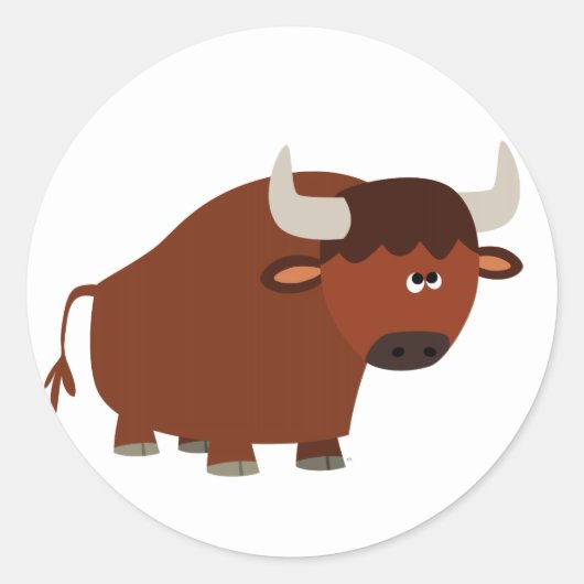 Cute Shy Cartoon Bull Sticker (Voorkant)
