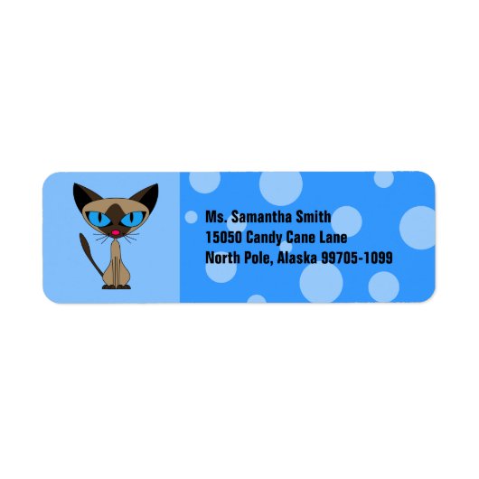 Cute Siamese Cat Blue Return Label (Voorkant)