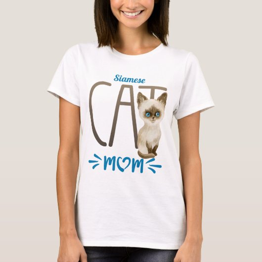 Cute Siamese Cat Ma T-Shirt (Voorkant)