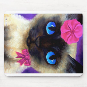 Cute Siamese Cat Painting Animal Art Muismat