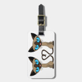 Cute Siamese Cats Tail Heart Bagagelabel (Voorkant verticaal)