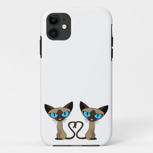 Cute Siamese Cats Tail Heart Case-Mate iPhone Case (Achterkant)