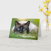 Cute Siamese Chat Photo Anniversaire Carte (Fleur jaune)