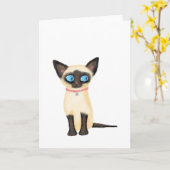 Cute Siamese chaton blanc carte de voeux (Fleur jaune)