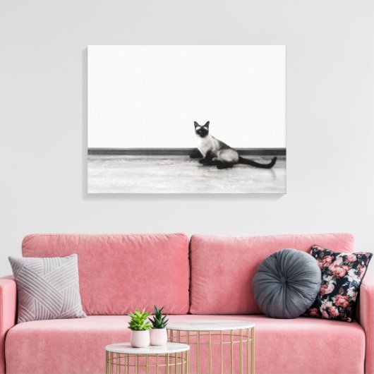 CUTE Siamese Kat Portret Foto Canvas Afdruk (Insitu (Woonkamer))