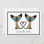 Cute Siamese Katten Tail Heart Wedding Save the Da Save The Date (Achterkant)