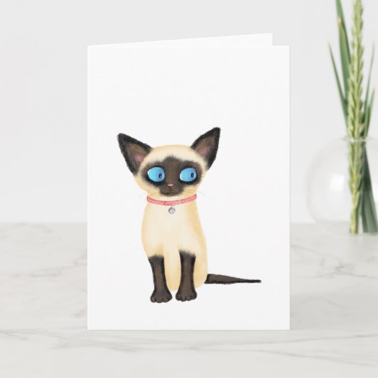 Cute Siamese kitten blanco groetkaart Kaart (Voorkant)
