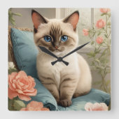 Cute Siamese Kitten Vierkante Klok (Voorkant)