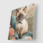 Cute Siamese Kitten Vierkante Klok (Hoek)