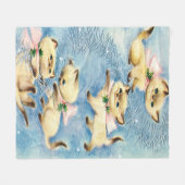 Cute Siamese Kittens Pink Bows Holly Fleece Deken (Voorkant (Horizontaal))