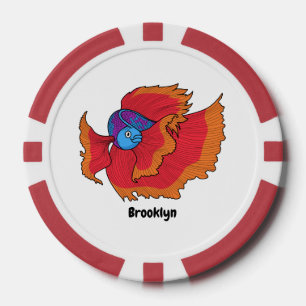 Cute Siamese vecht tegen cartoon Poker Chips
