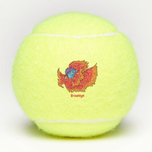 Cute Siamese vecht tegen cartoon Tennisballen