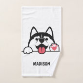 Cute Siberian Husky, aangepaste handdoekset Bad Handdoek (Handdoek)