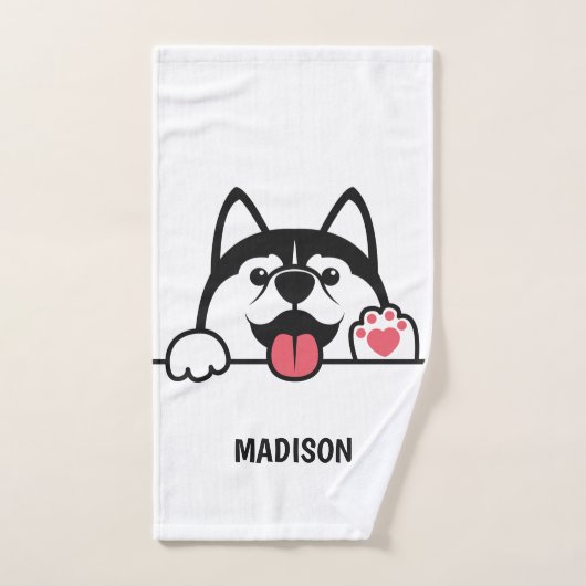 Cute Siberian Husky, aangepaste handdoekset Bad Handdoek (Handdoek)