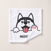 Cute Siberian Husky, aangepaste handdoekset Bad Handdoek (Wasdoekje)