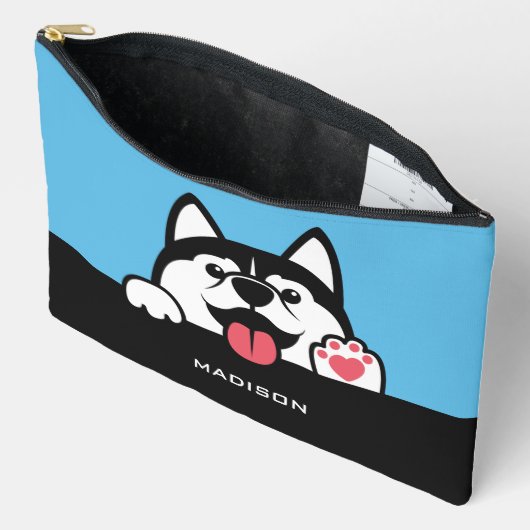 Cute Siberian Husky, aangepaste naam en kleur Etui (Open)