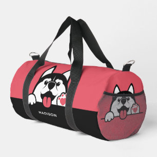 Cute Siberian Husky, aangepaste naam en kleur Plunjezak