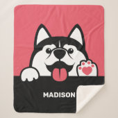 Cute Siberian Husky, aangepaste naam en kleur Sherpa Deken (Voorkant)