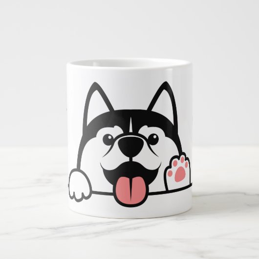 Cute Siberian Husky, aangepaste naam en tekst Extra Grote Beker (Voorkant)