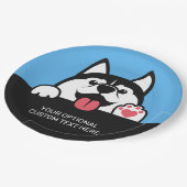 Cute Siberian Husky aangepaste tekst & kleur Papieren Bordje (Gekanteld)