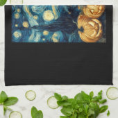 Cute Siberian Husky Dog Halloween Jack O Lantern P Theedoek (Gevouwen)