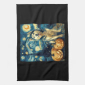 Cute Siberian Husky Dog Halloween Jack O Lantern P Theedoek (Verticaal)