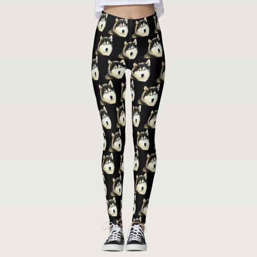 Cute Siberian Husky Leggings (Devant)