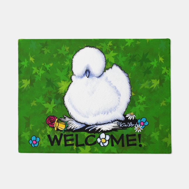 Cute Silkie Chicken Doormat Deurmat (Voorkant)