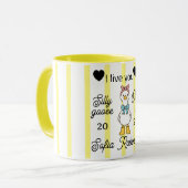 Cute Silly Goose Pink Stripe Personalized Mug (Devant gauche)