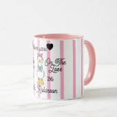 Cute Silly Goose Pink Stripe Personalized Mug (Devant droit)