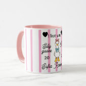 Cute Silly Goose Pink Stripe Personalized Mug (Devant gauche)