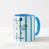 Cute Silly Goose Pink Stripe Personalized Mug (Devant droit)